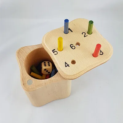 Spieledose aus Erlenholz geölt mit BIO Öl inkl. Holzstäbchen und Würfel